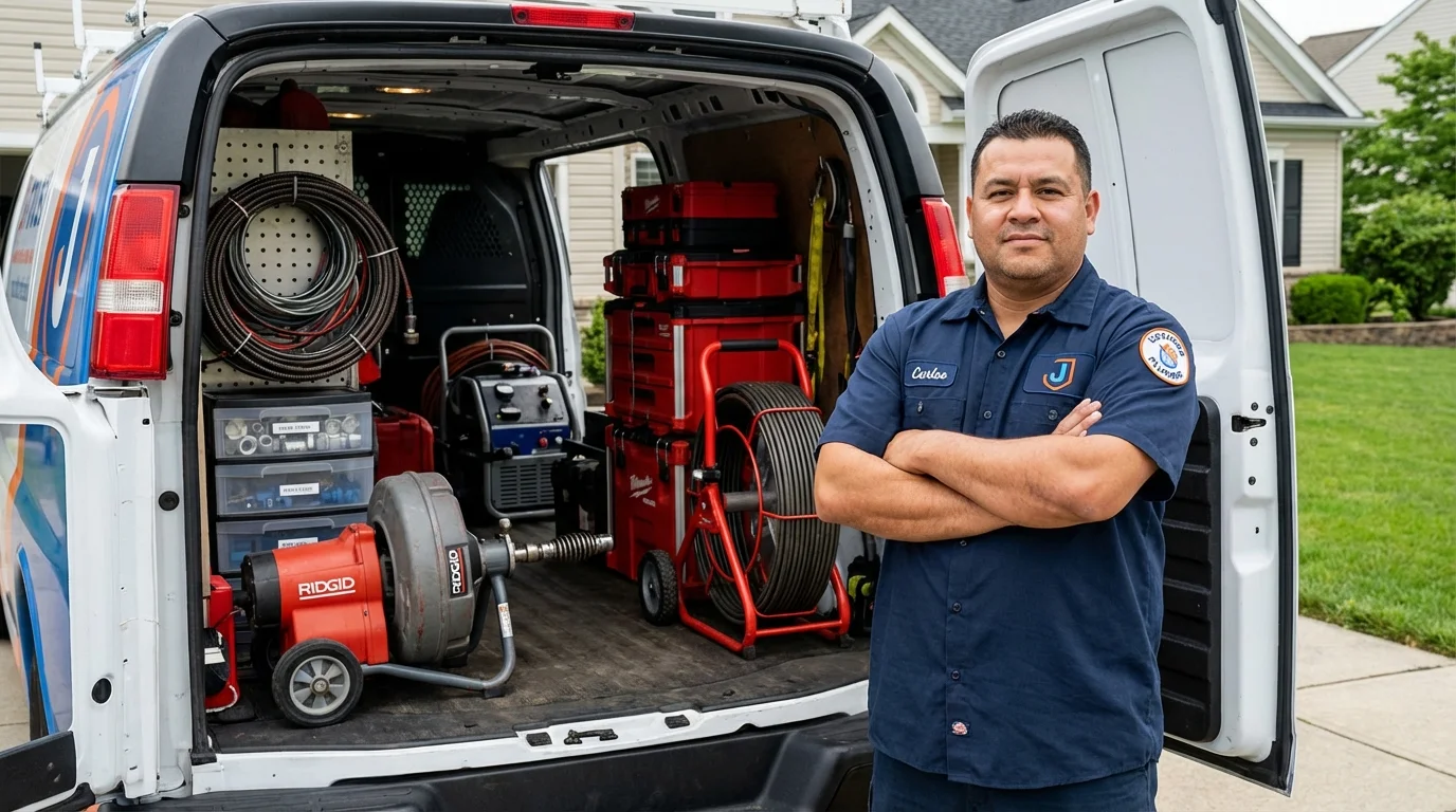 Professional drain cleaning equipment and Johns Plumbing LLC plumber in Carmel